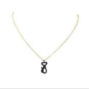 Kate Spade Jazz Things Up Pave Cat Pendant Necklace, Black